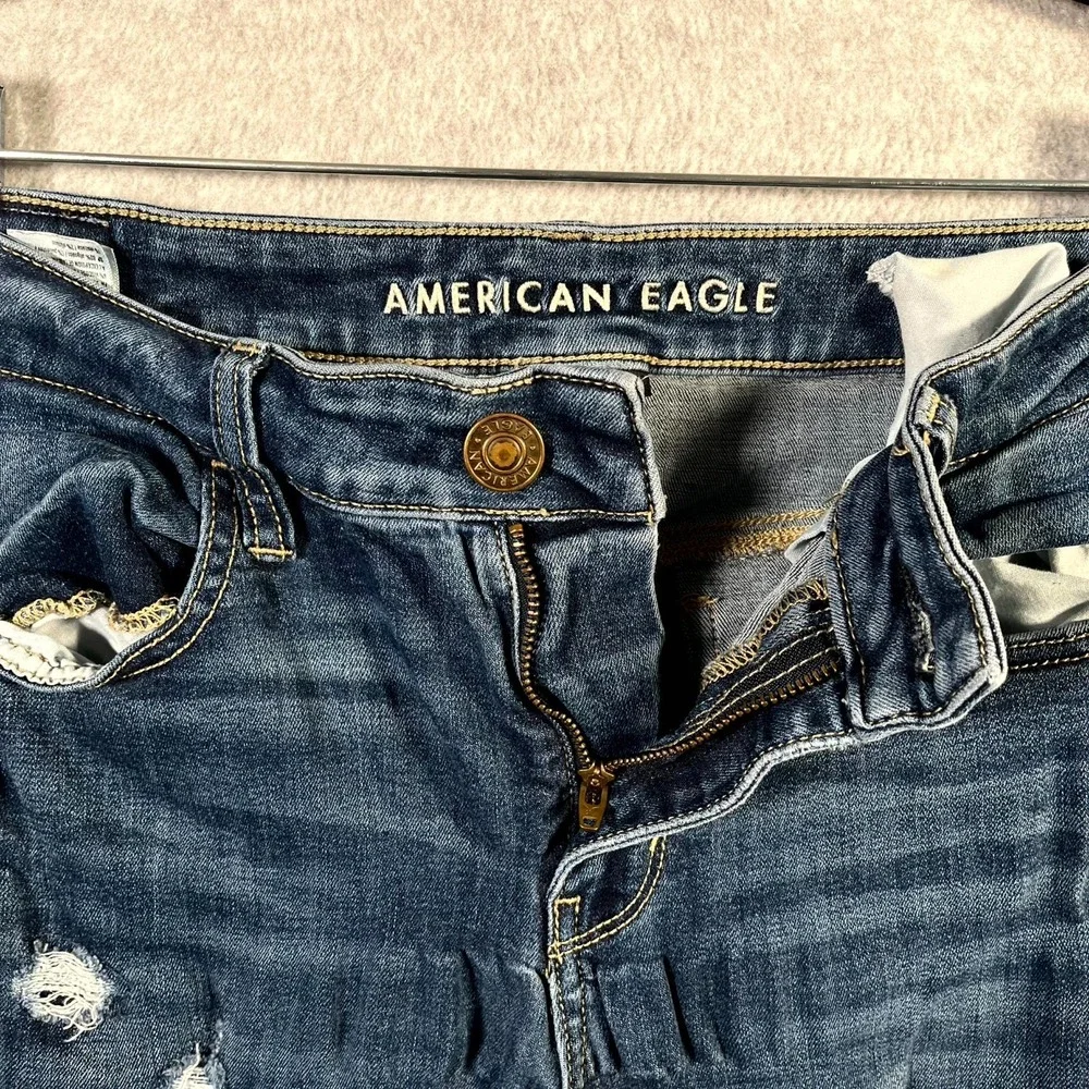 American Eagle‎ Outfitters Skinny Jeans Womens 8 Blue Denim Cotton Distressed